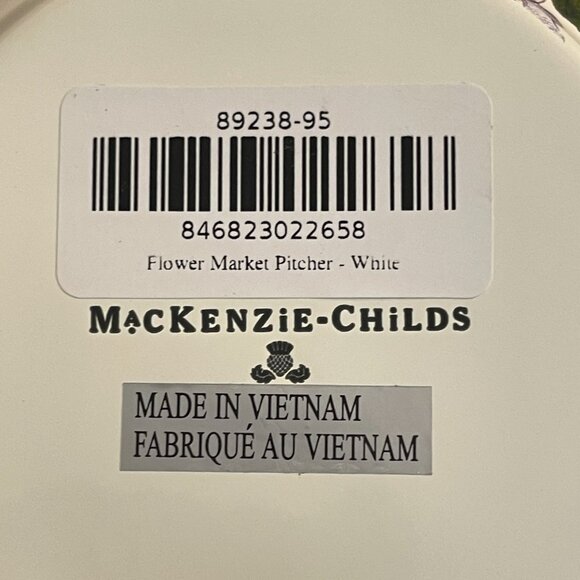 MacKenzie-Childs 3 QT Enamel Pitcher, White Flower Market - Picture 4 of 4